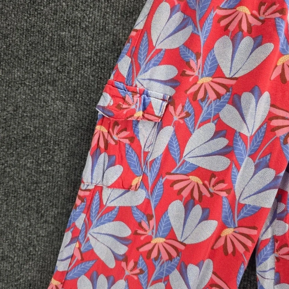 Vince Camuto Kids Floral Cargo Pants Red Blue Pink Rayon Wide Leg Size‎ 8